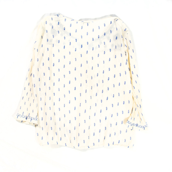 Blue, white embroidered, sheer Lucky top - Picture 2 of 4